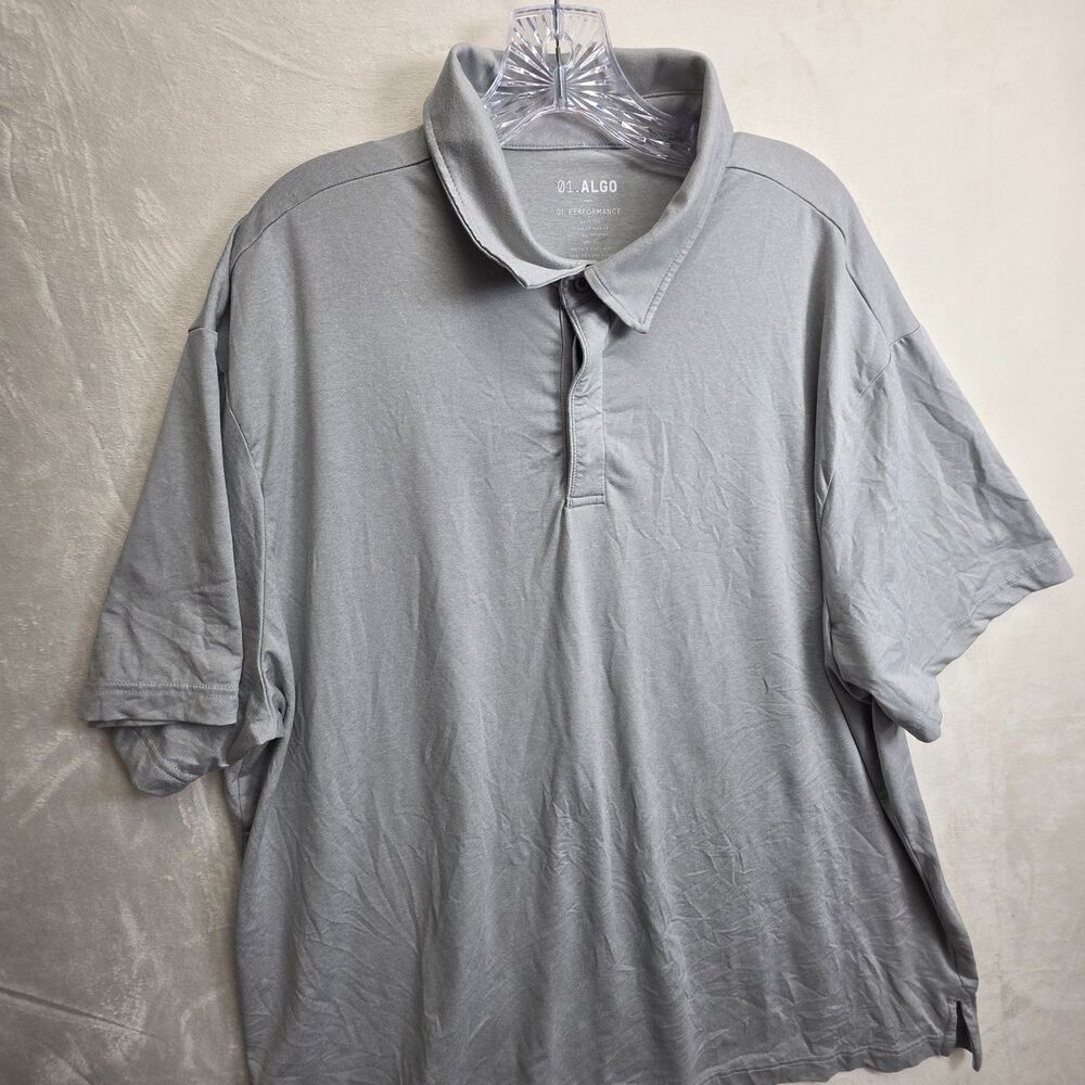 01. Algo Performance Polo Shirt Quick Dry UPF 40 Men’s Gray Active Size 2XL
